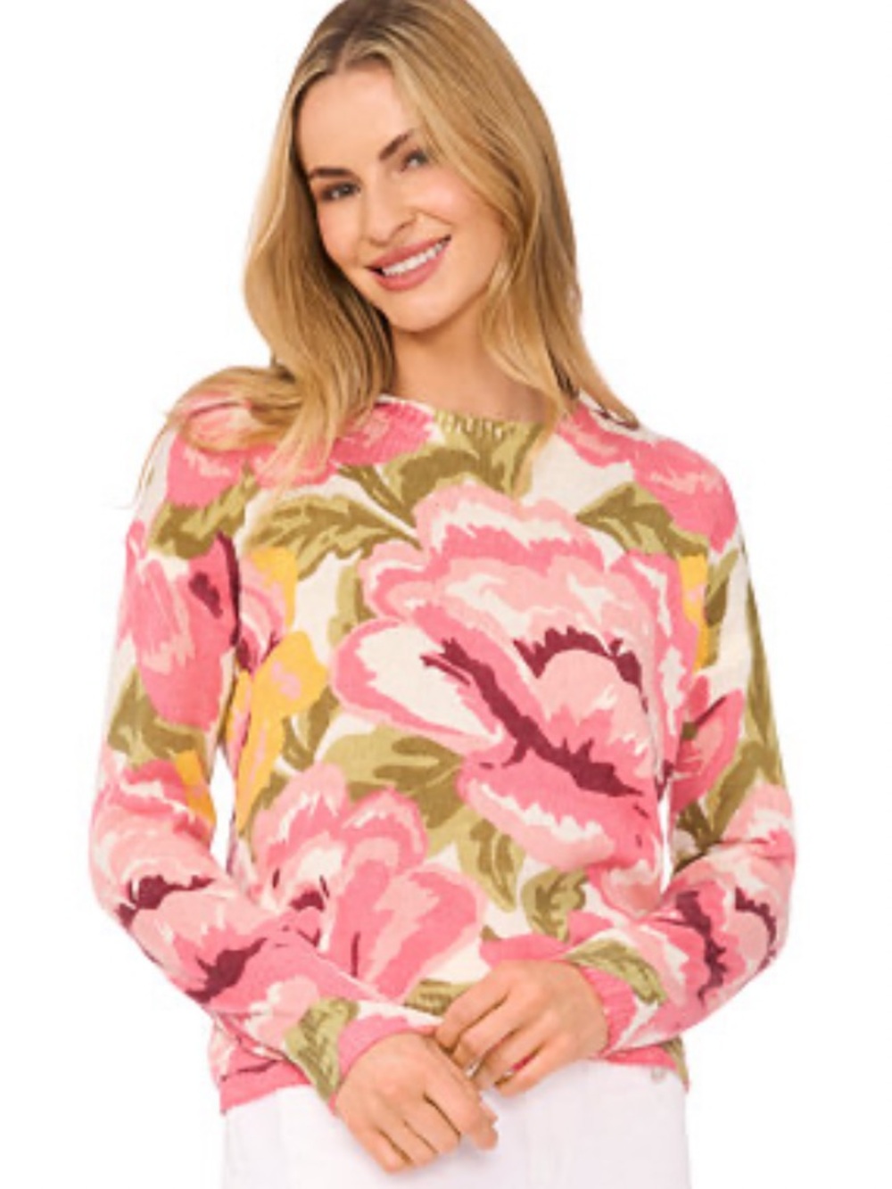 CeCe Bold Rose Floral Sweater XL NWT